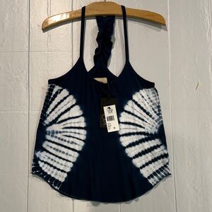 Chaser Navy and White Tie-Dye Halter Camisole
